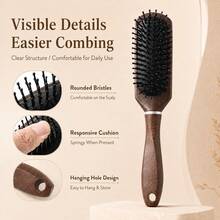 Wet & Dry Handheld Narrow Air Cushion Hairbrush, Premium Coconut Shell ABS Material Comfortable Grip Detangling Brush, Lightweight Portable Hair Comb That Fits In Your Bag, Perfect Gift For Family Or Friends, Vanity Table Hairbrush - Multicolor - View 3