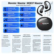 Monster Maxstar MQO37 Open Ear Earbuds, Bluetooth V6.0 Wireless Ear-Hook Headphones, ENC Call Noise Reduction, Game Low Latency, IPX5 Sweatproof, Touch Control, DT Directional Sound, Sports Running Cycling Earphones Compatible With IOS AndroidWindows - View 11