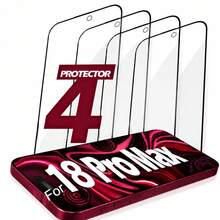 XINHONGYU 4pcs Ultra Clear 9D Tempered Glass Screen Protector, Compatible With IPhone 17 Pro Max, High Definition Transparent Tempered Glass Screen Protector, Full Coverage Tempered Glass Film, 9H+ Hardness, Compatible With IPhone 17 Pro, 9H 9D Protective Glass, High Definition Glass Screen Protector - Clear - View 1
