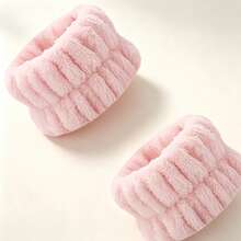 Simple And Soft Ultra-Fine Fiber SPA Wristband And Hairband Set, Fluffy And Absorbent Wrist Towel Band, Can Prevent Liquid From Dripping, Elastic Makeup Hairband Wristband, Suitable For Daily Skincare - Multicolor - View 7