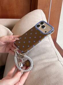 Minimalist Brown Polka Dot Phone Strap Compatible With Apple 18 Pro Phone Case 17 Pro Max New 16 Pro Girl 17 Premium 18 Pro Max Full Coverage 15 Creative Anti-Drop Korean Style - Brown - View 6