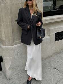 Women's Solid Color Notch Lapel Casual Commute Travel Blazer - Black - View 6