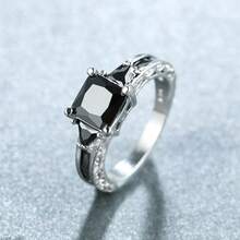 Vintage Dark Square Ring, Fashion Minimalist Geometric Jewelry - Silver - View 8