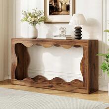 Mesa de Entrada de 63 Pulgadas, diseño Elegante, Mesa de sofá de Granja detrás del sofá, Mesa de Consola festoneada con Espacio de Almacenamiento Integrado para Entrada, Sala de Estar - Rústico - Ver 5