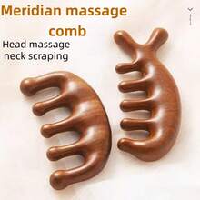 Sisir Pijat, Sisir Multifungsi Portabel Ringkas, Anti-Statis untuk Penggunaan di Rumah, Unisex, Sisir Gua Sha Lima Gigi untuk Pijat Alami Multifungsi - cokelat - View 1