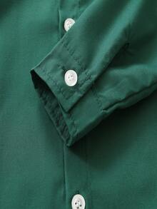 KIMOCAT Boys' Autumn Long Sleeve Solid Color Shirt, Versatile Collared Blouse, Multiple Colors Available - Green - View 5