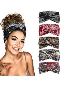 5pcs/Set Women's Bohemian Vintage Paisley Print Headbands, Multiple Styles Available, Suitable For Daily Wear - Multicolor - View 5