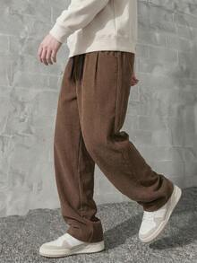 1pc Boys' Comfortable Outdoor Sports Casual Loose Straight Leg Pants, Daily Commute Streetwear Preppy Style - Brown - View 3