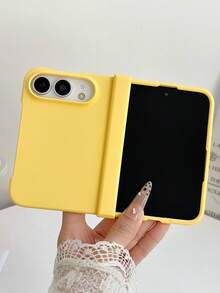 Solid Color Skin Feel Hinge Protection Case Compatible With IPhone Duo 18 Ultra 18 Fold Shockproof Folding Phone Cover - Yellow - View 1