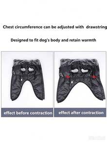 Winter Warm Water-Resistant Pet Jacket With Reflective Strip & Detachable Harness, Windproof Fur Collar For Medium And Large Dogs, Suitable For Cold Weather Outdoor Activities - Grey - View 9