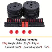 Mancuernas Ajustables 2 en 1 20 kg Convertible en Barra para Entrenamiento Doméstico con 12 Placas de Peso y Accesorios Antideslizantes Multifuncionales y Seguros - Negro - Ver 9