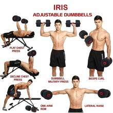 Mancuernas Ajustables 2 en 1 20 kg Convertible en Barra para Entrenamiento Doméstico con 12 Placas de Peso y Accesorios Antideslizantes Multifuncionales y Seguros - Negro - Ver 10