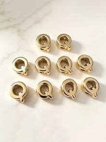 10pcs Optional Gold/Silver Large Hole 26 Uppercase Alphabet Beads Electroplated DIY Phone Chain Keychain Bag Charm Jewelry Accessories - Multicolor - View 30