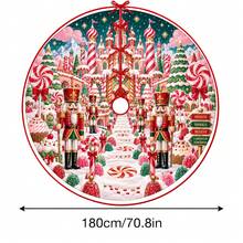 1件裝糖果城堡胡桃鉗圖案聖誕樹裙，優雅配色節日裝飾，5種尺寸，中性節日禮物，適用於居家與派對聖誕裝飾 - 糖果城堡胡桃夾子 - 查看 10