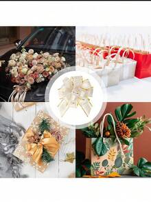 6 Pieces - Ruffled Bow Gift Wrapping Ribbon Bow, Used For Packaging Boxes And Decorations, Gift Wrapping For Wedding Baskets, Birthday Party Gift Boxes And Flower Decorations, Christmas Gift Decorations, Christmas Party Supplies (White) - AA - View 9