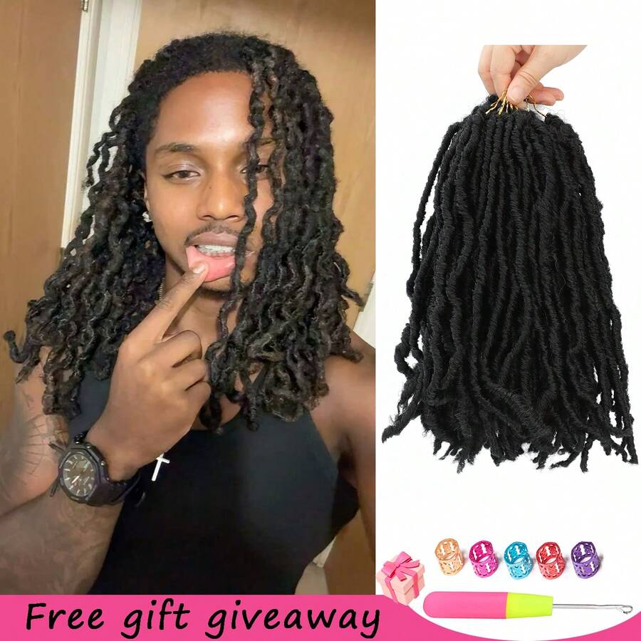 1/3 Packs (10–14 Inches) Of Natural-Looking Crochet Hair Featuring A Curly-Wave Texture And Pre-Looped "Locs" Style-Perfect For Halloween Looks. Faux Locs Crochet Hair Extensions; Installation Tool Included. - Multicolor - View 1