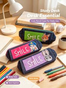 Disney Zootopia Embroidered Fabric Patch Pencil Case, Judy & Nick Embroidered Patch Pencil Case - Multicolor - View 1