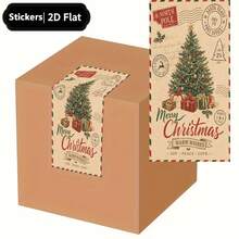 10/20pcs Rectangular Christmas Stickers, Vintage Postage Stamp Style, Christmas Tree, Gift And Holiday Seal Patterns, Party Supplies, Gift Wrapping, Gift Box Seal Decoration Labels, Christmas Decor Gifts - A - View 1