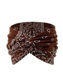 4pcs Boho Bandana Print Headbands For Women, Elastic Stretchy Turban Headwraps,Comfortable Twisted Wide Headbands, Daily Fashion & Workout Fall - Multicolor - View 9