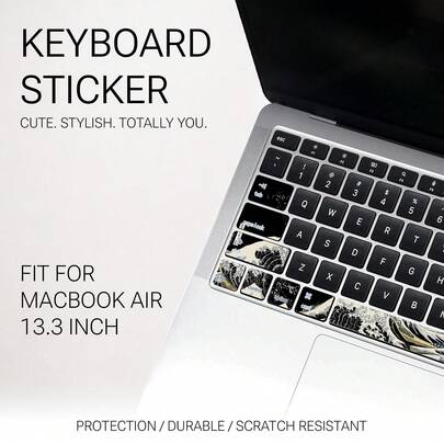1pc Cute Cat Pattern Sticker Compatible With Apple Air Keyboard Function Keys, Cartoon Design Partial Skin Decal, Self-Adhesive Decorative Removable No-Residue Personalized Sticker