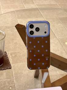 Minimalist Brown Polka Dot Phone Strap Compatible With Apple 18 Pro Phone Case 17 Pro Max New 16 Pro Girl 17 Premium 18 Pro Max Full Coverage 15 Creative Anti-Drop Korean Style - Brown - View 12