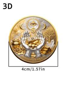Exquisite 3D Wealth Abundance Commemorative Coin, All-Seeing Eye Collectible Coin, Lucky Talisman For Attracting Wealth And Blessings - Core Totem The All-Seeing Eye (Eye Of Providence), A Niche Wealth-Attracting Coin Collectible, Compact And Portabl - Gold - View 6
