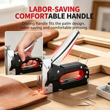 Heavy Duty 3-In-1 Handheld Manual Staple Gun, Jam-Free Upholstery Stapler Tacker Brad Nailer With Adjustable Force, No Air Compressor Needed, For Woodworking Picture Frame Furniture Repair Banner Fabric DIY Craft Projects - Black (+600 Nails) - View 3
