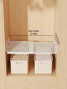 Heavy Duty Carbon Steel Expandable Wardrobe Rack, Space-Saving Stackable Metal Storage Shelf, Adjustable For Kitchen Bedroom Desk Shoes Bookshelf Closet, Multi-Functional Storage Rack, Fits Different Storage Systems, Durable Design - Multicolor - View 6