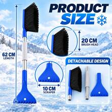 1pc 2-In-1 Car Snow Brush And Ice Scraper, 62cm Detachable Long Handle Snow Removal Tool With Dense Bristles And Foam Grip, Suitable For Car, SUV And Truck Windshield Defrosting And Snow Removal, Red/Blue Winter Car Accessory, Perfect Christmas And New Year Gift For Female Drivers - How Much - View 6