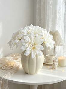 12PCS Artificial Dahlia Flower Heads With Stems,Fake Flowers For Home Room Spring Wedding Decor, Outdoor Garden Restaurant Centerpieces, Parties, Gifts, Bridal Wrist Corsage Bouquets, Valentine's Day Mother's Day Decor, DIY, Front Door Yard Decor - Milky White - View 7