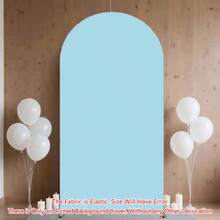 1pc Light Blue Arch Backdrop Cover, 6ft, 6.6ft, 7.2ft Wedding Arch Cover, Double-Sided Elastic Fit Fabric Arch Backdrop, Suitable For Birthday Party And Wedding Arch Frame Decoration (Arch Frame Not Included, Fabric Backdrop Only) - Light Blue - View 5
