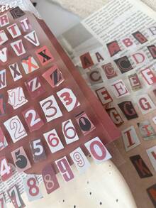 2pcs Vintage INS English Alphabet Sticker Book, Artistic Versatile Scene DIY Decor, Journal Background Decoration Stickers, Decals, Scrapbook Supplies, School Office Stationery - Rectangle - View 9