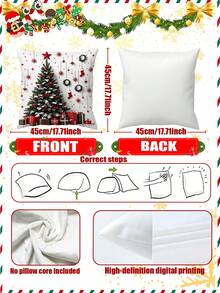 2pcs Christmas Tree Floral Pillow Covers, Single-Sided Printed Soft Decorative Cushion Covers, Suitable For Sofa, Bed And Living Room, Winter Holiday Home Decor, Pillow Insert Not Included - Multicolor - View 3