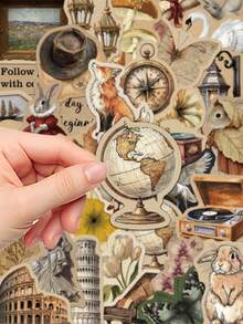 60pcs European-Style Vintage Stickers For Adults Teens Sticker Enthusiasts Scrapbooking Journaling Laptops Skateboards Add A Fun Touch To Your Devices! - A - View 8