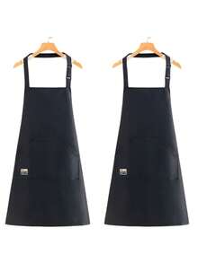 1Pc Waterproof Kitchen Apron Multi Functional Pockets Adjustable Neck Strap Oil Proof Wear Resistant Cooking Apron For Kitchen Cafe BBQ Outdoor Woodworking - Multicolor - View 12