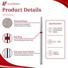 3Pcs Multi-Size Rounded Cone Diamond Nail Drill Bits, Red Band Fine Grit, 2.35mm Universal Shank For Electric Nail File, Nail Sidewall & Cuticle Cleaning - Multicolor - View 10