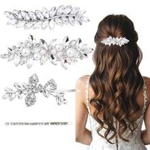 4pcs Set Rhinestone Hair Clips Spring Clips Women Hair Accessories Gold Bridal Daily Wedding Party - Gold - View 6