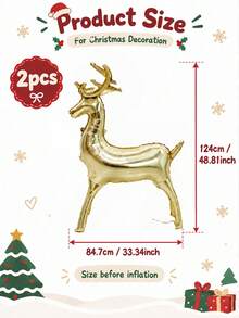 1pc Standing Platinum Large Deer Balloon, Suitable For Christmas, Winter Party, Indoor/Outdoor Holiday Decor & Home Decoration, Deer/Reindeer Theme Party, Photo Props - Multicolor - View 10