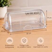 Porta Pão Transparente Com Tampa Retratil Personalizado - Tem Pão Aqui - Visão 5