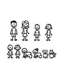 1 pieza Pegatina de decoración para coche con miembros de la familia, impresión de niños y mascotas, pegatina de decoración para la ventana trasera del coche - Multicolor - Ver 8