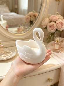1 قطعة حامل شمعة عطري على الطراز الأوروبي بتصميم البجعة، تصميم تخزين متكامل، أجواء قوية، خيار هدية مثالي، حاوية تخزين صغيرة لديكور المكتب - بجعة - مشاهدة 3
