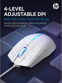 HP M100 Wired Gaming Mouse, Quiet Office & Gaming Universal, RGB Breathing Light Effect, 4-Level Adjustable DPI, Ergonomic Matte Finish, Compatible With Desktop & Laptop USB - View 10