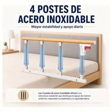 Barandilla de  Plegable para Cama de Adultos 93 x 40 cm, Doble Refuerzo con Tubos Reforzados, Protección Anticaídas y Apoyo para Levantarse, Instalación sin Taladros - Madera amarilla | Liso - Ver 6