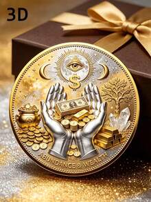 Exquisite 3D Wealth Abundance Commemorative Coin, All-Seeing Eye Collectible Coin, Lucky Talisman For Attracting Wealth And Blessings - Core Totem The All-Seeing Eye (Eye Of Providence), A Niche Wealth-Attracting Coin Collectible, Compact And Portabl - Gold - View 2