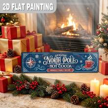 2D Flat, 1pc, Christmas Decoration Sign And Plaque, Authentic North Pole Hot Cocoa Metal Sign, North Pole Cocoa Sign Wall Decor, Rustic Farmhouse Art, Suitable For Kitchen, Home, Cafe, Fireplace Mantel (Random Style) - A - View 3