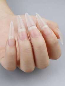 Add A Touch Of Romance To Your Nails, 50pcs Long Pointed Clear False Nails, Suitable For Home DIY Nail Salon, Nail Extension, Press-On Nails And Other Nail Supplies - Clear - View 2