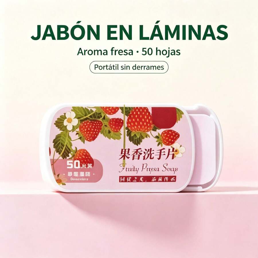 Hojas de jabón para manos aroma fresa caja deslizante 50 unidades portátil desinfectante para niños viaje escuela - Predeterminado - Ver 1