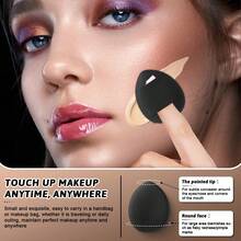 13 Pcs Total Black Makeup Accessory Set, Includes Beauty Sponges, Powder Puffs And Silicone Brush Cleaning Bowl. High Density Sponge Absorbs Less Foundation, Wet And Dry Dual Use For Natural Flawless Base Makeup - Black - View 6