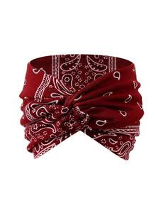 4pcs Boho Bandana Print Headbands For Women, Elastic Stretchy Turban Headwraps,Comfortable Twisted Wide Headbands, Daily Fashion & Workout Fall - Multicolor - View 6
