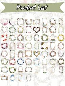 60pcs Transparent Floral Frame Stickers, Waterproof Aesthetic PET Floral Stickers, Suitable For Phone Case Cup Fridge Journal, Water Bottle, Scrapbook(Frame). - 1 Set - View 3